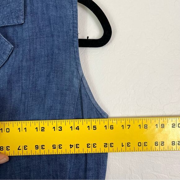 PETITE SOPHISTICATE Dress Women Maxi Blue Chambray Linen Sleeveless Button Front - Picture 8 of 10
